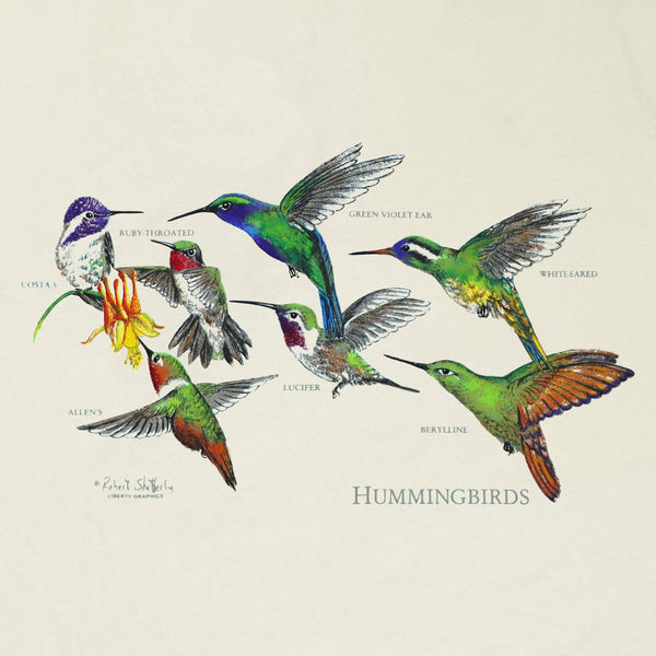 Hummingbirds Adult Organic Natural 2-Sided T-shirt