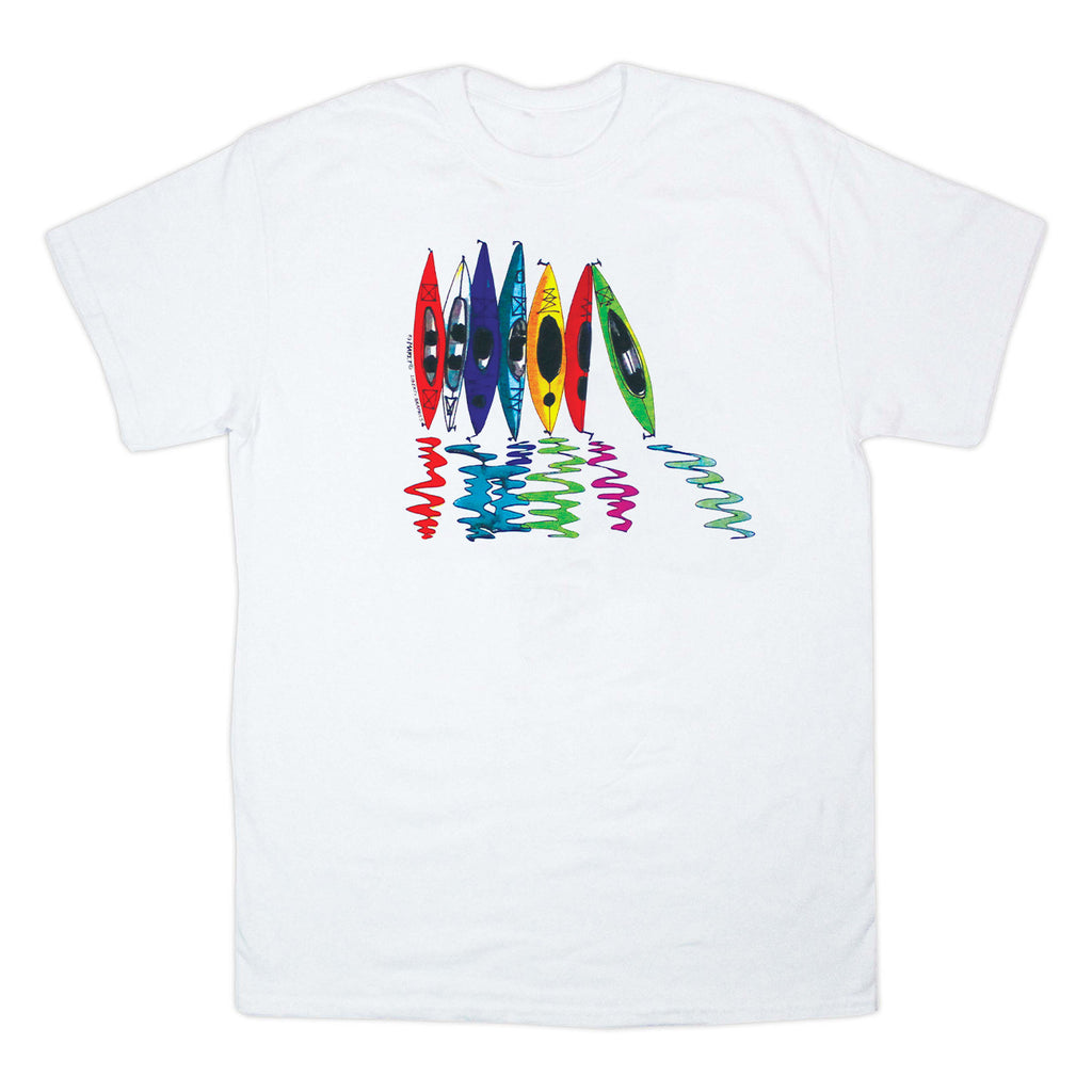 Kayak Reflections Adult White T-shirt