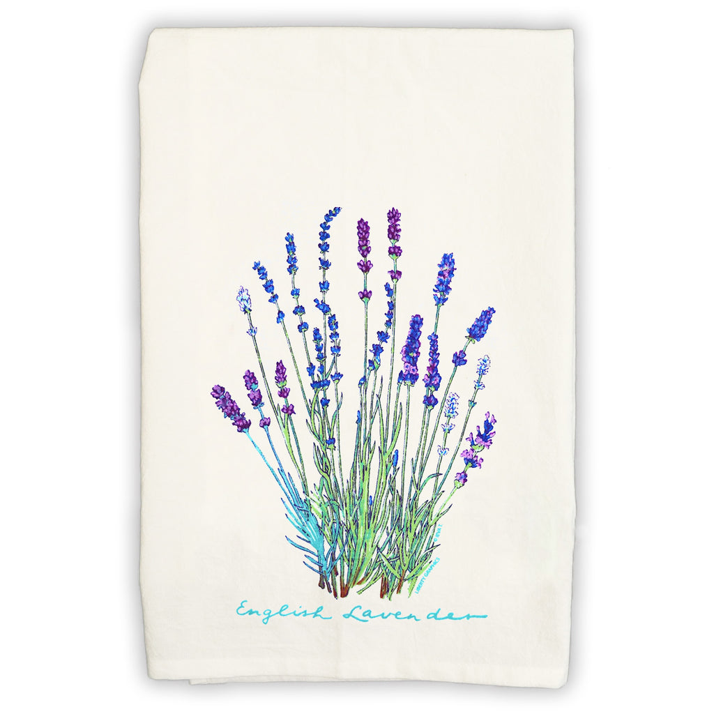 Lavender White Tea Towel