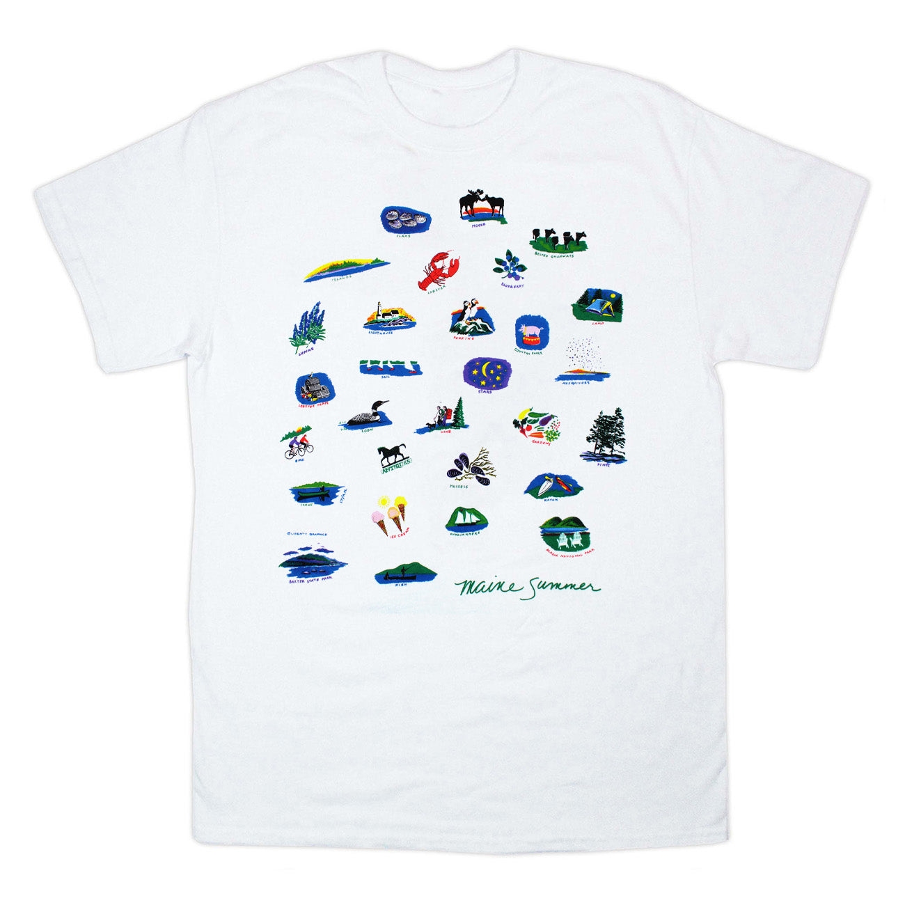 Maine Summer Adult White T-shirt – Liberty Graphics