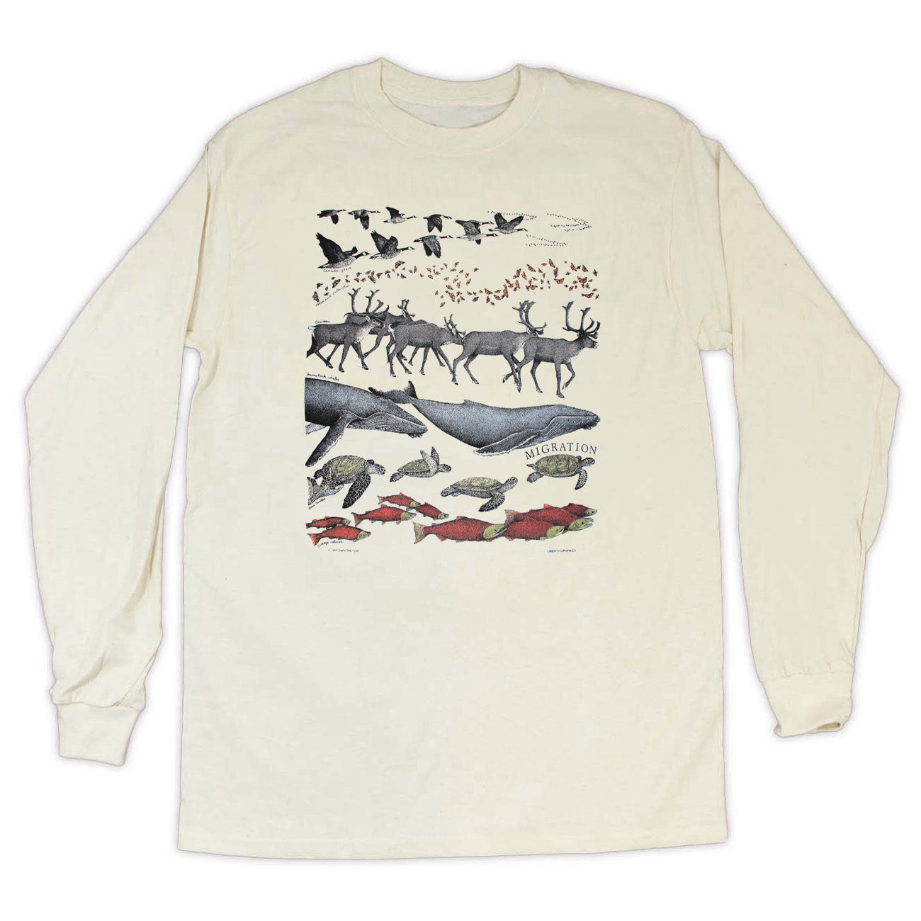 Migration Adult Natural Long Sleeve T-shirt – Liberty Graphics