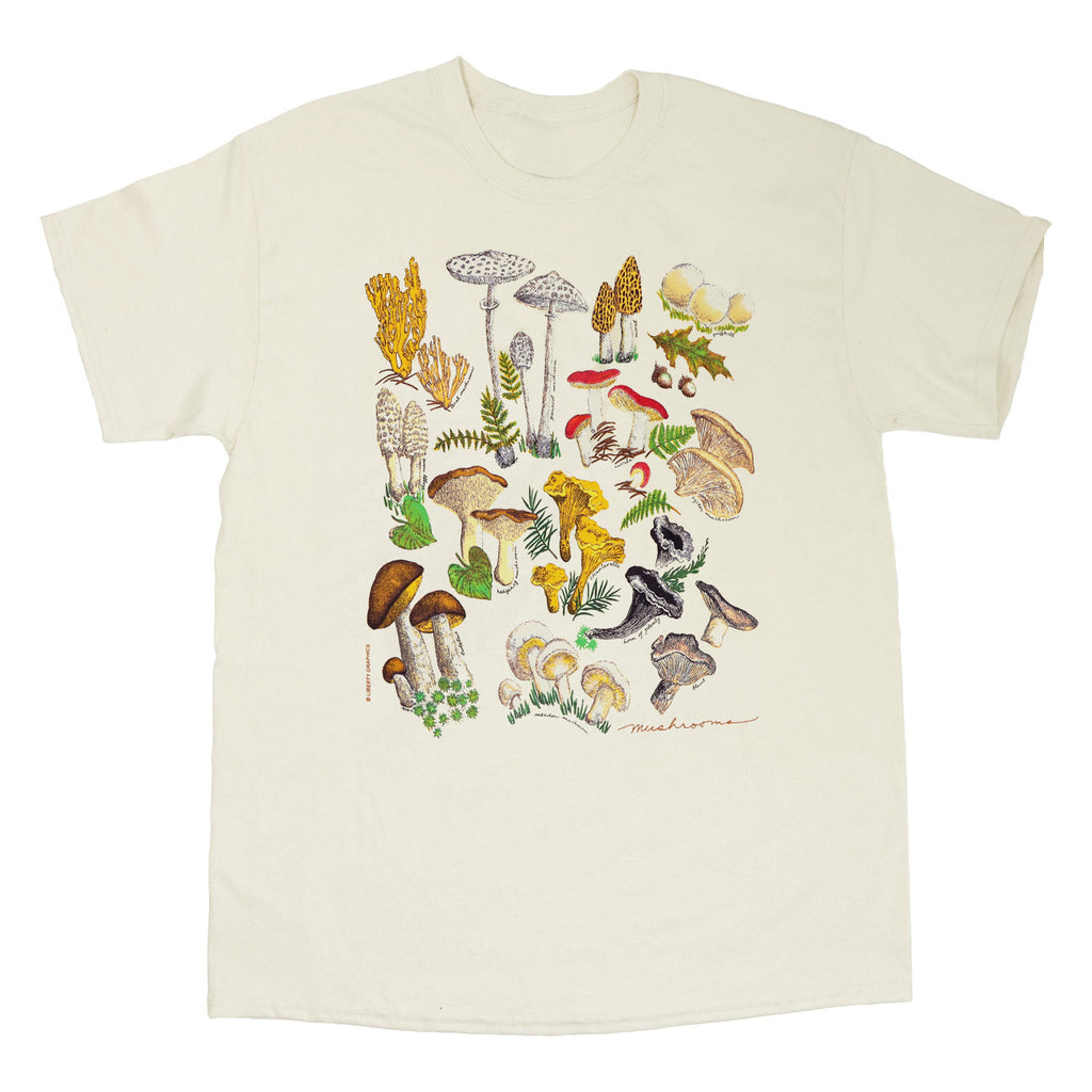 Mushrooms Adult Natural T-shirt