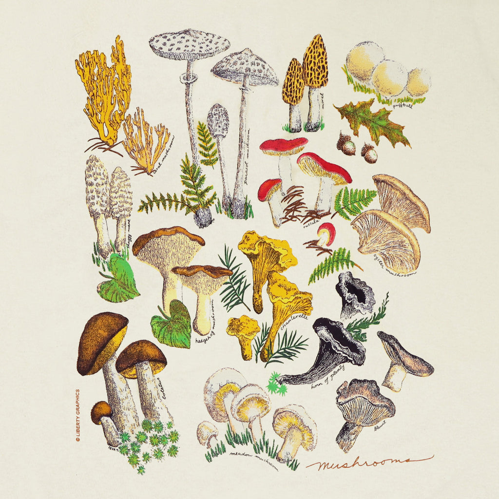 Mushrooms Adult Natural Organic T-shirt – Liberty Graphics