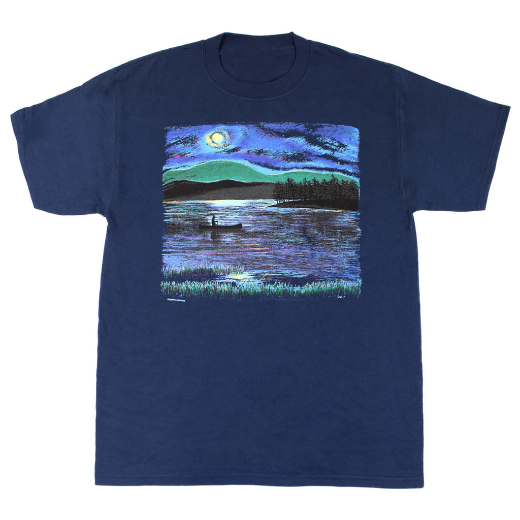 Night Canoe Navy Adult T-shirt