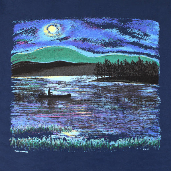 Night Canoe Navy Adult T-shirt