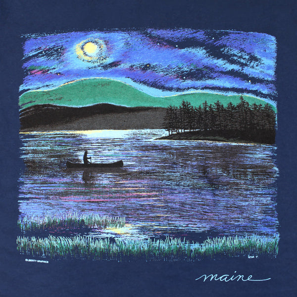 Night Canoe w/Maine Navy Adult T-shirt