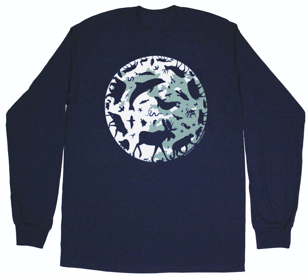 Night Animals Adult Navy Longsleeve