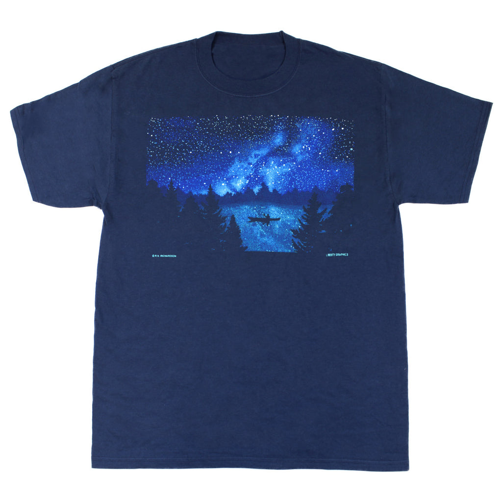 Night Kayaker Adult Navy T-shirt