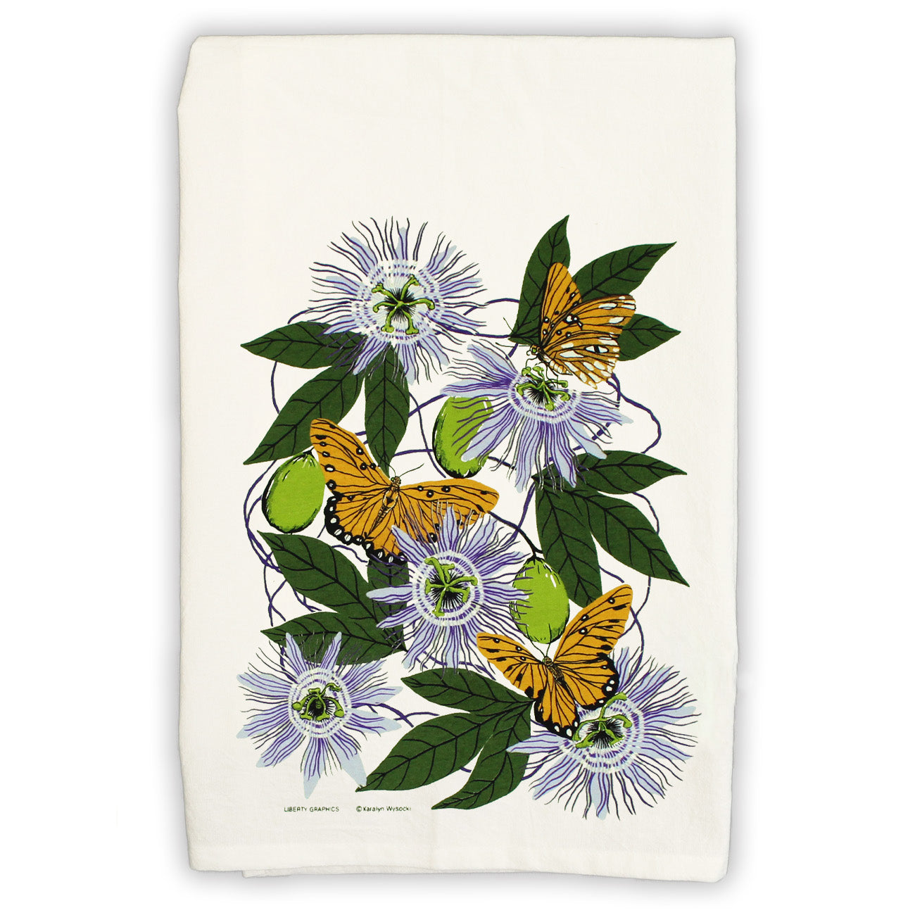 横井 巴、「TEA CUP AND FLOWER」カラーメゾチント画集 Passionflower White Tea Towel – Liberty Graphics