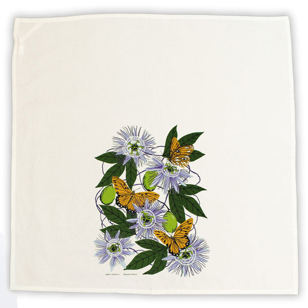 Passionflower White Tea Towel