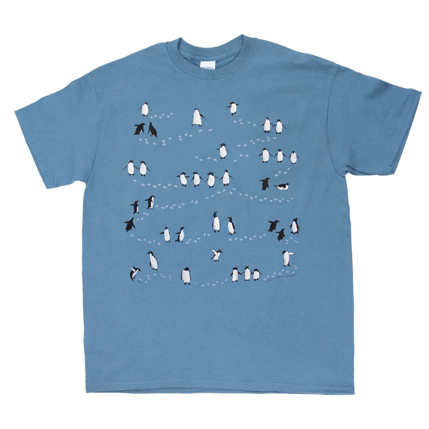 Penguin Tracks Youth Indigo T-shirt – Liberty Graphics