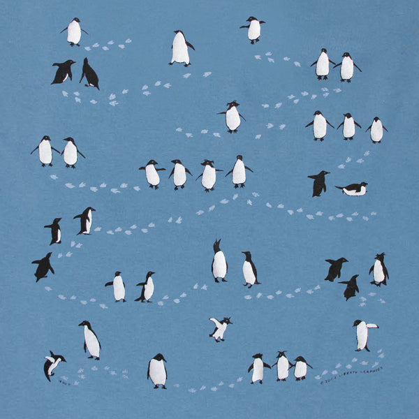 Penguin Tracks Long Sleeve Adult Indigo T-shirt