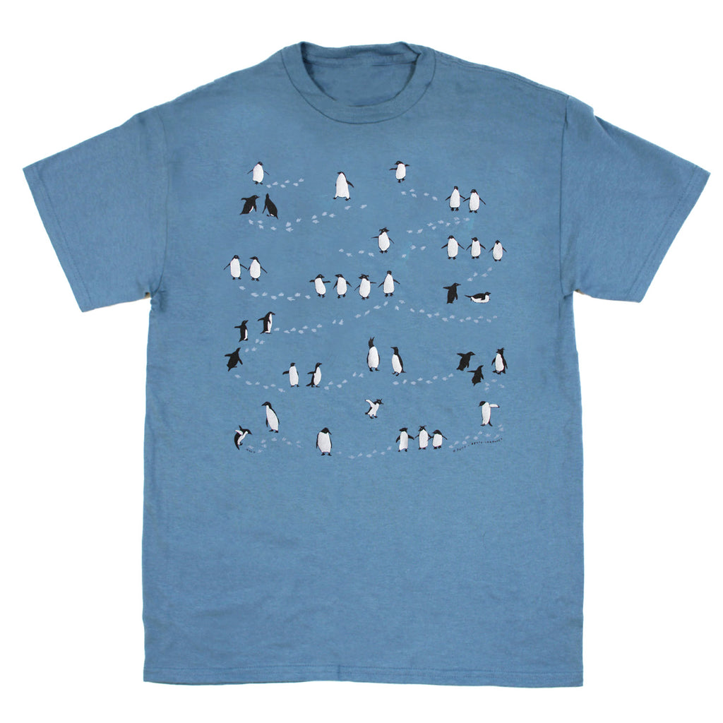 Penguin Tracks Adult Indigo T-shirt