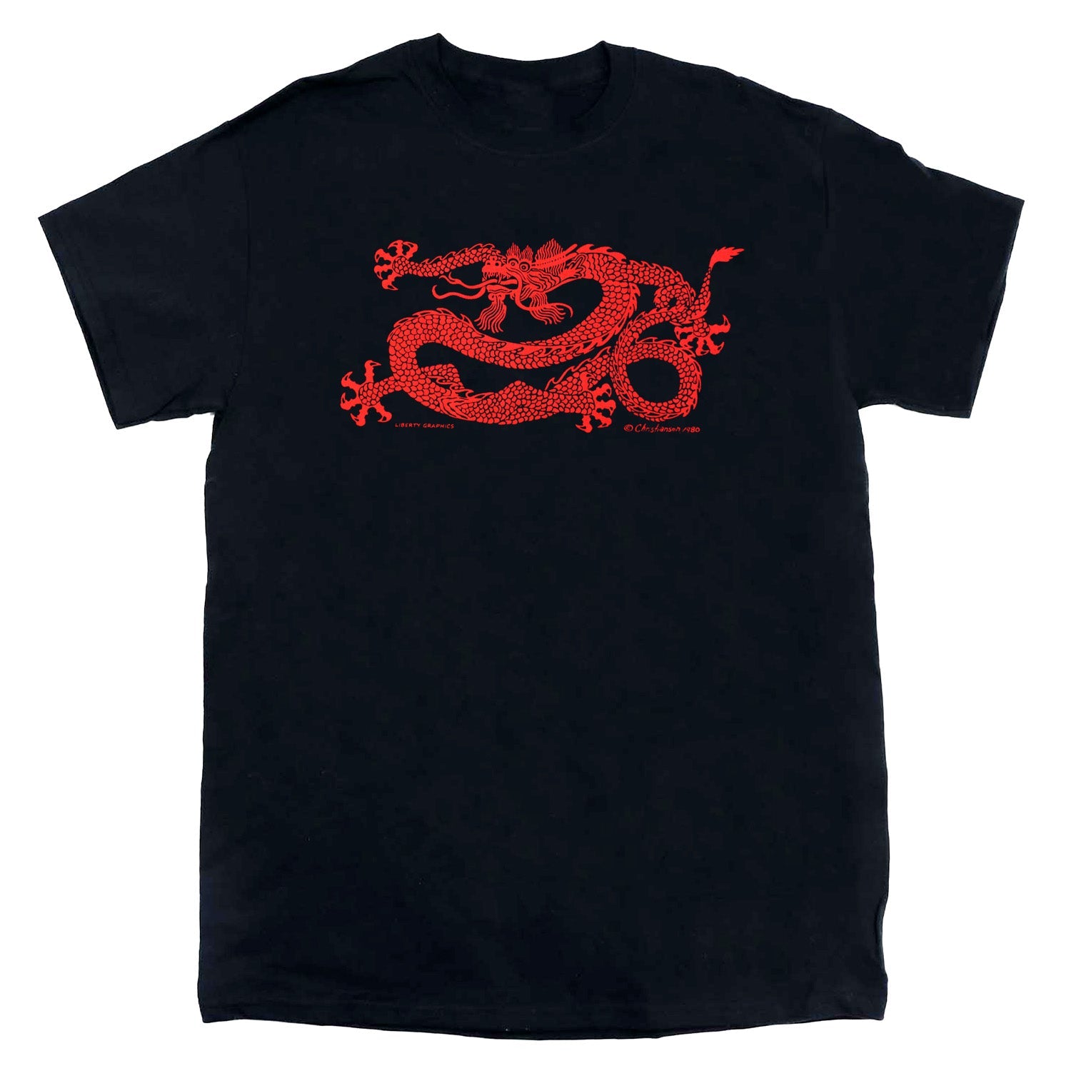 Red Dragon Adult Black T-shirt – Liberty Graphics