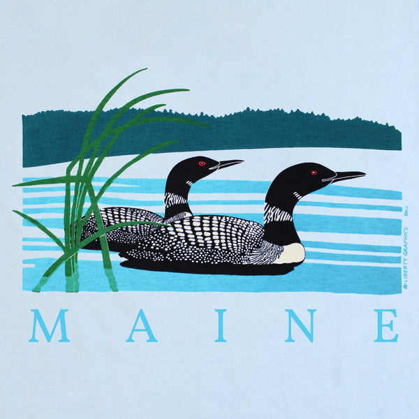 Retro Loons w/Maine Adult Light Blue T-shirt