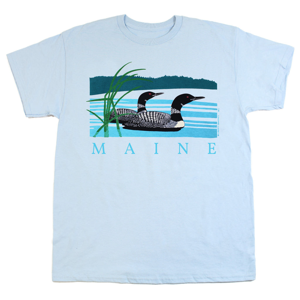 Retro Loons w/Maine Adult Light Blue T-shirt