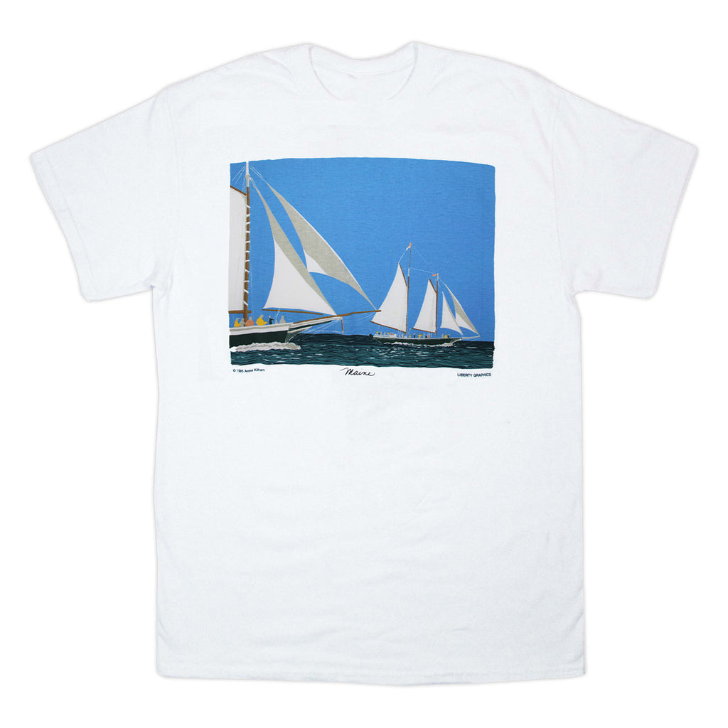 Schooner Race w/Maine Adult White T-shirt
