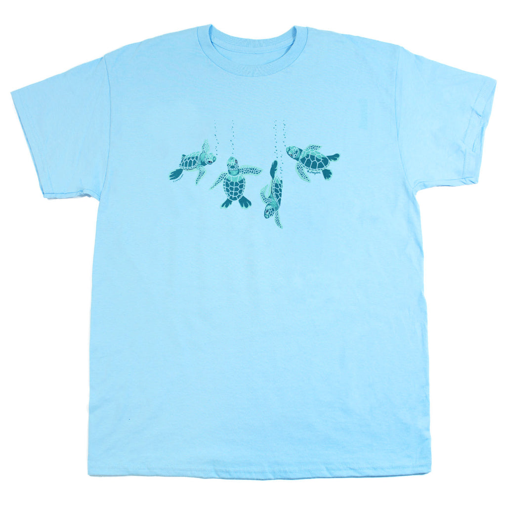 Sea Turtle Babies Adult Sky Blue T-shirt