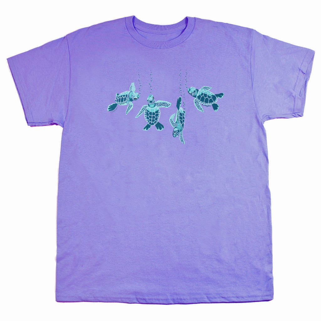 Sea Turtle Babies Adult Violet T-shirt