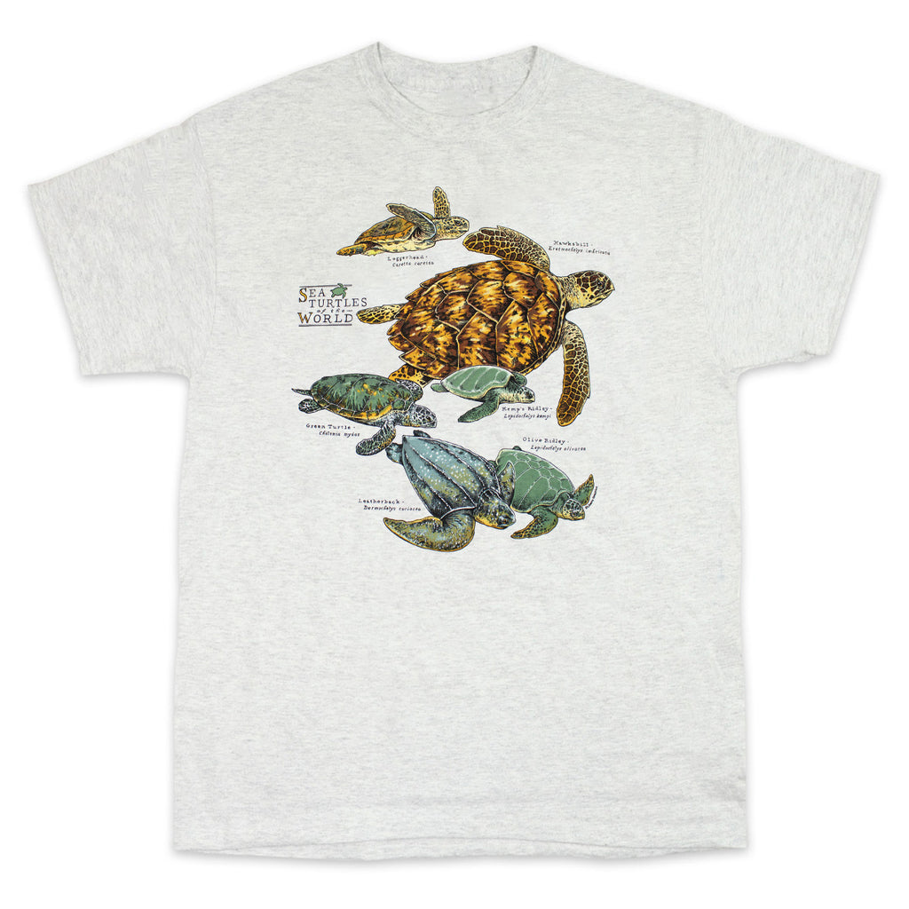 Sea Turtles Of The World Adult Ash T-shirt