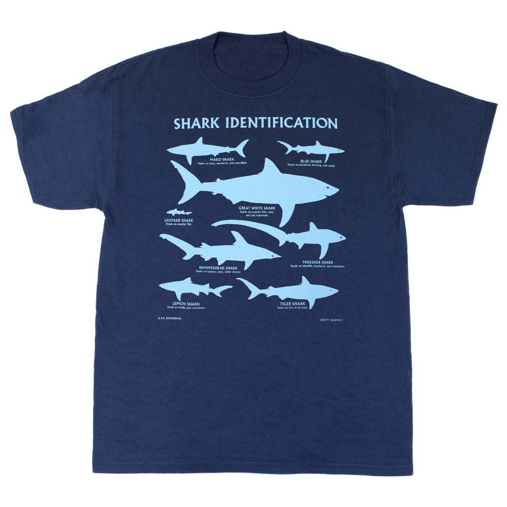 Shark Identification Adult Navy T-shirt