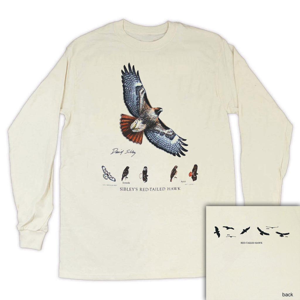 David Sibley's Red-Tailed Hawk Adult Natural Long Sleeve 2-Sided T-shirt