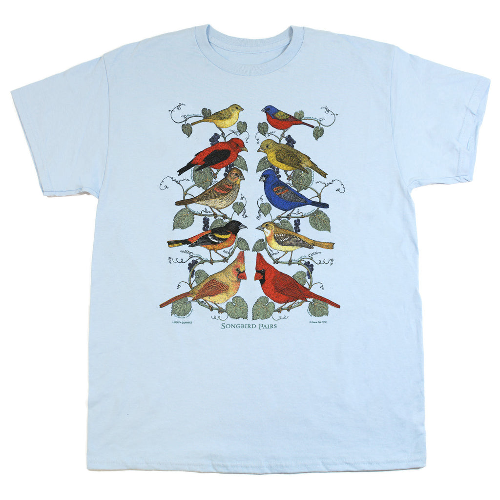 Songbird Pairs Adult Light Blue T-shirt – Liberty Graphics