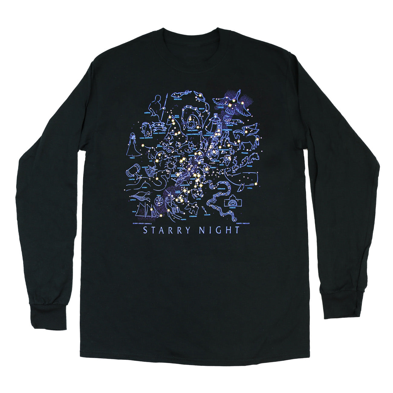 Starry Night Adult Black Long Sleeve T-shirt – Liberty Graphics