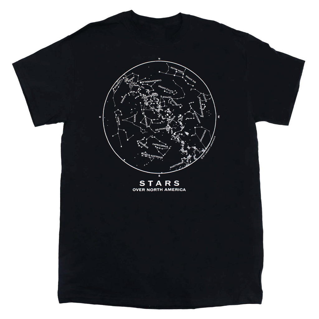 Stars Over North America Adult Black T-shirt