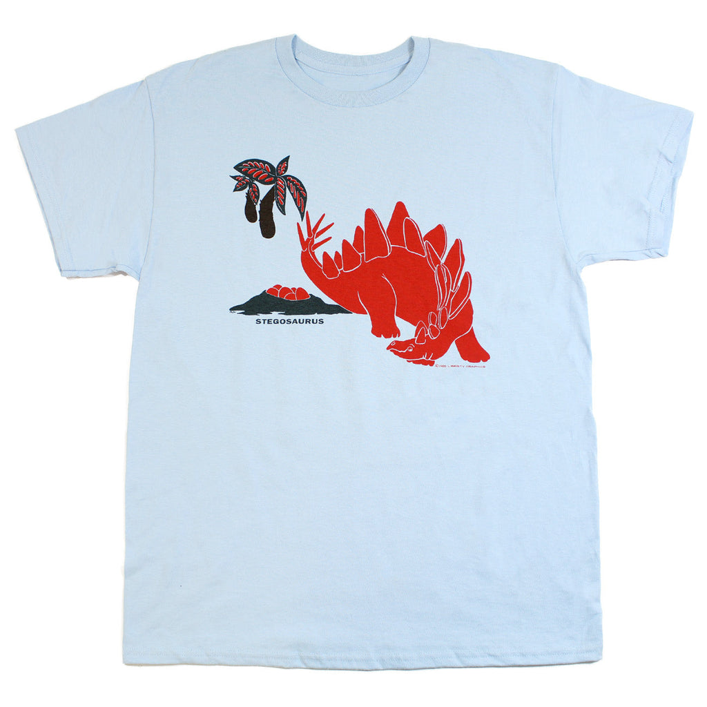 Retro Stegosaurus Adult Light Blue T-shirt