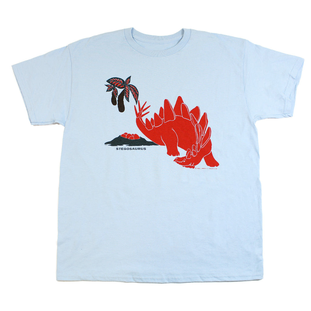 Retro Stegosaurus Youth Light Blue T-shirt
