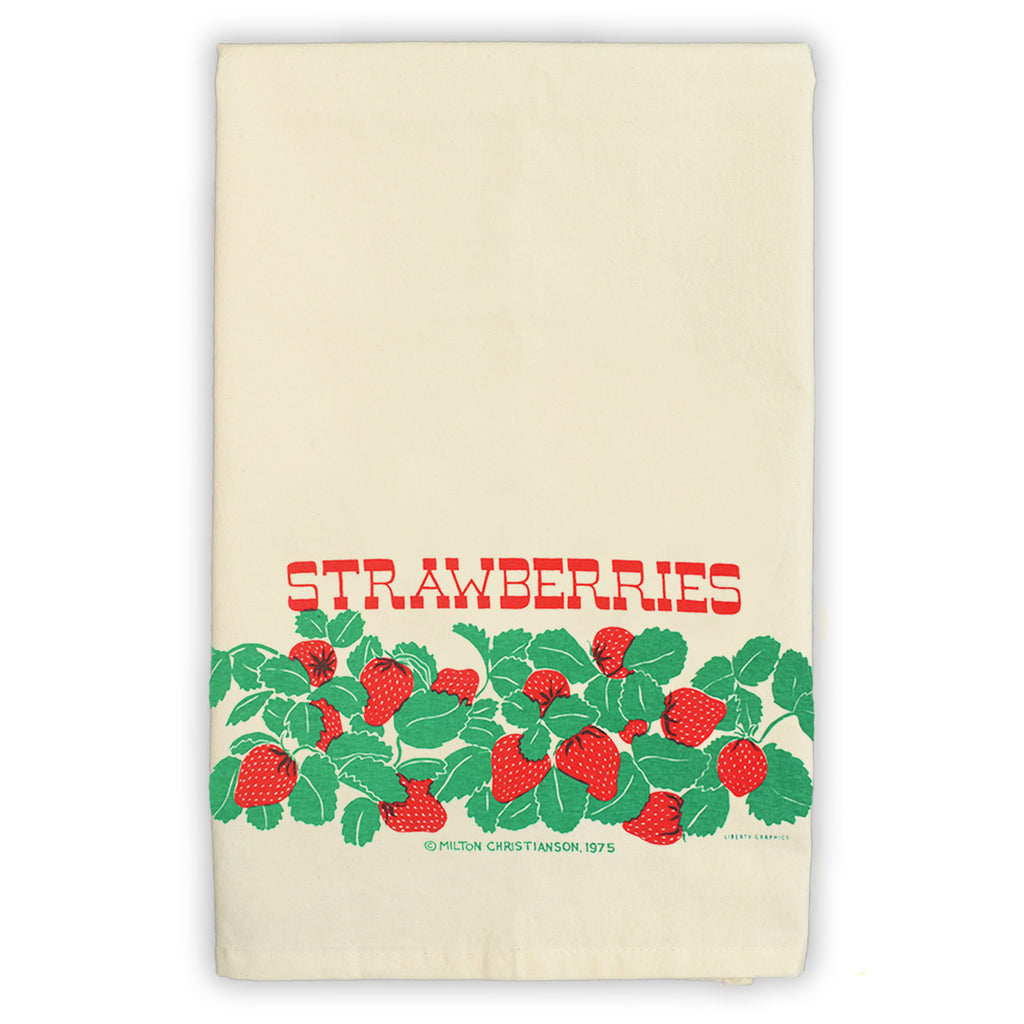 Strawberries Natural Tea Towel