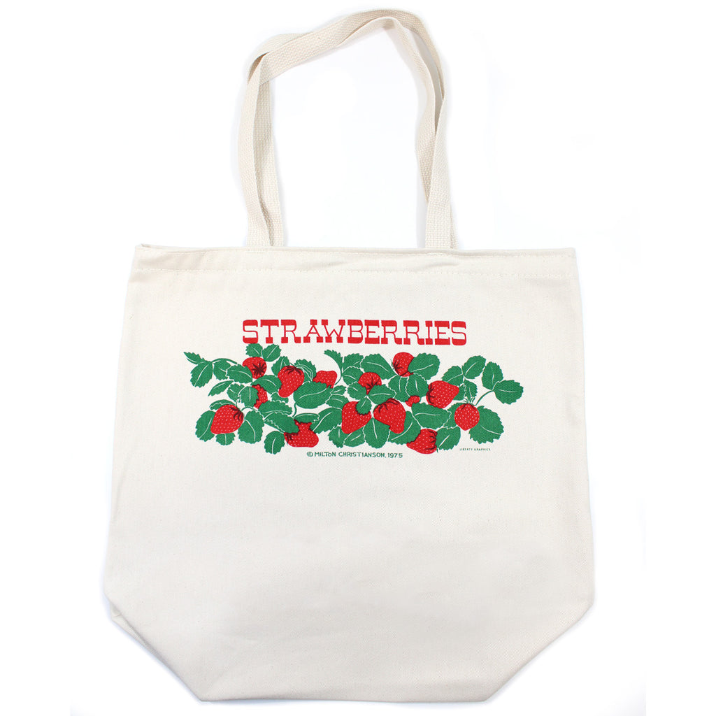 Strawberries Natural Denim Tote Bag