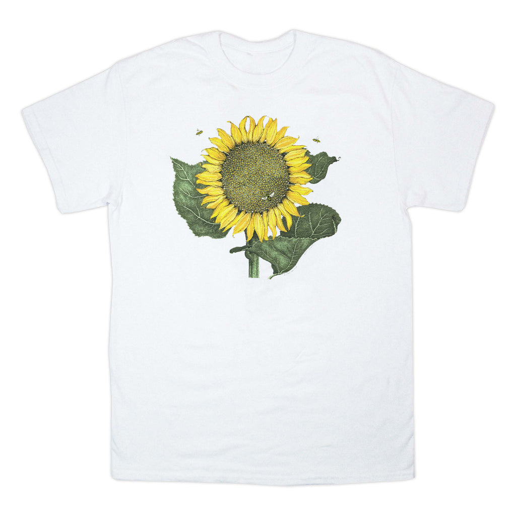 Sunflower & Bees Adult White T-shirt