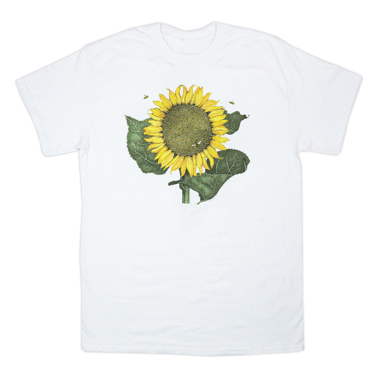 Sunflower & Bees Adult White T-shirt – Liberty Graphics