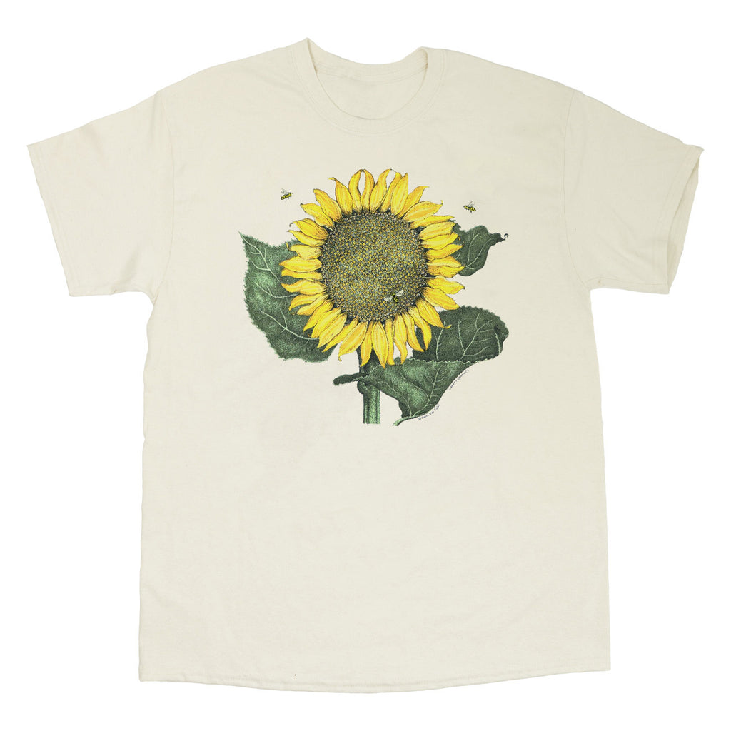 Sunflower & Bees Adult Natural T-shirt