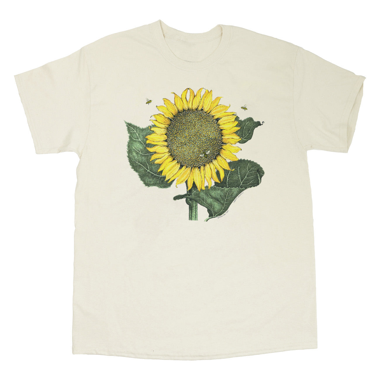 Sunflower & Bees Adult Natural Organic T-shirt – Liberty Graphics