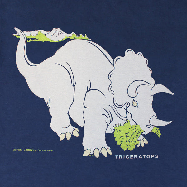 Retro Triceratops Youth Navy T-shirt