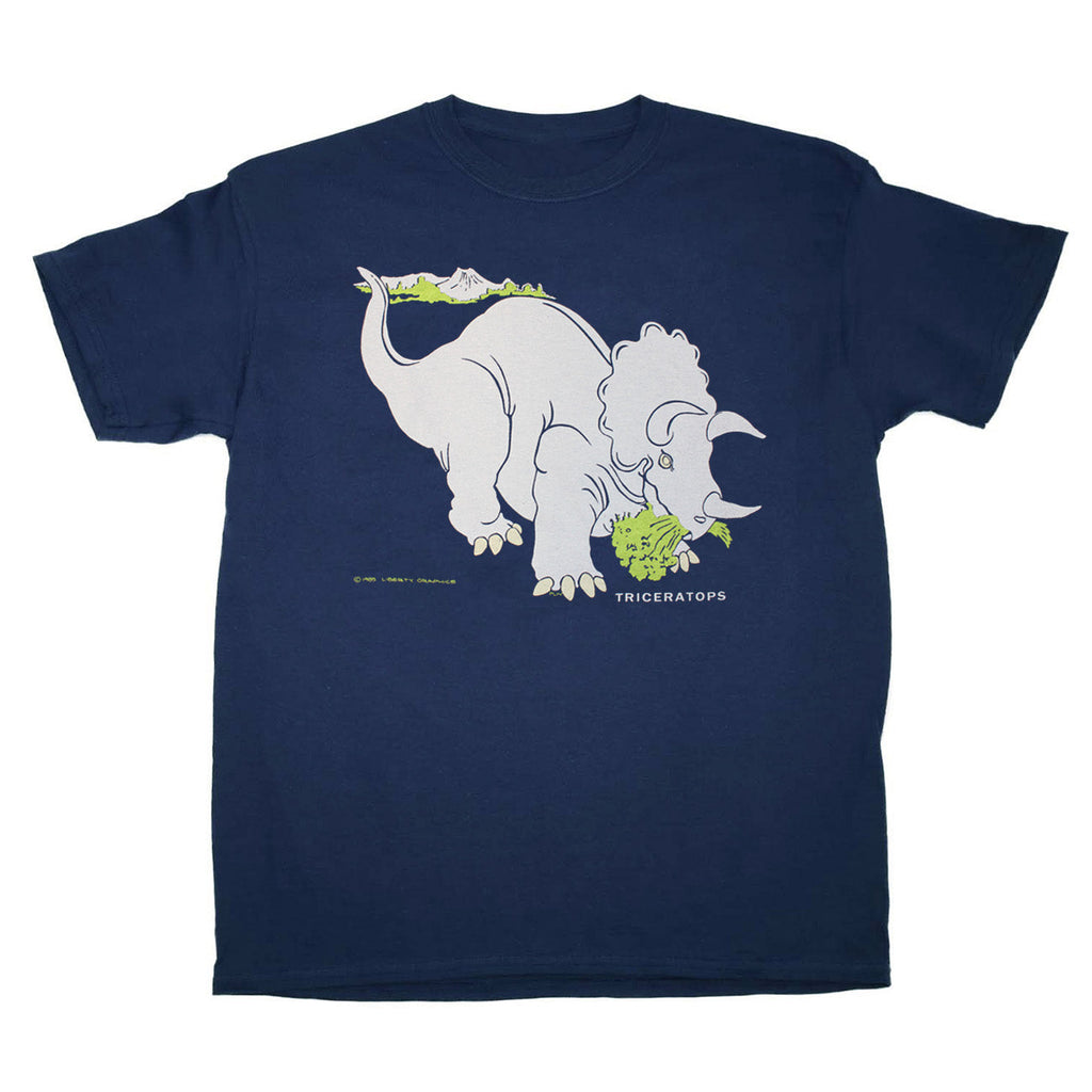 Retro Triceratops Youth Navy T-shirt