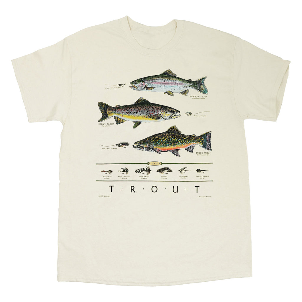 Trout & Flies Adult Natural T-shirt