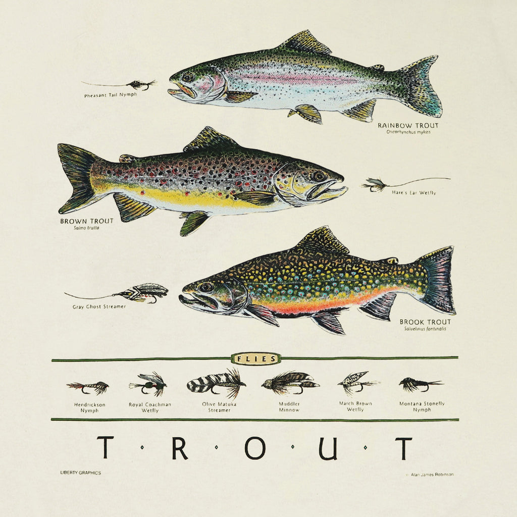 Trout & Flies Adult Natural Long Sleeve T-shirt – Liberty Graphics