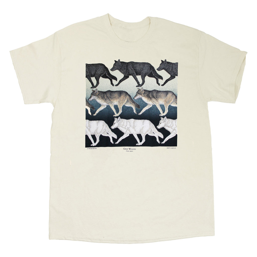 Walking Wolves Adult Natural T-shirt