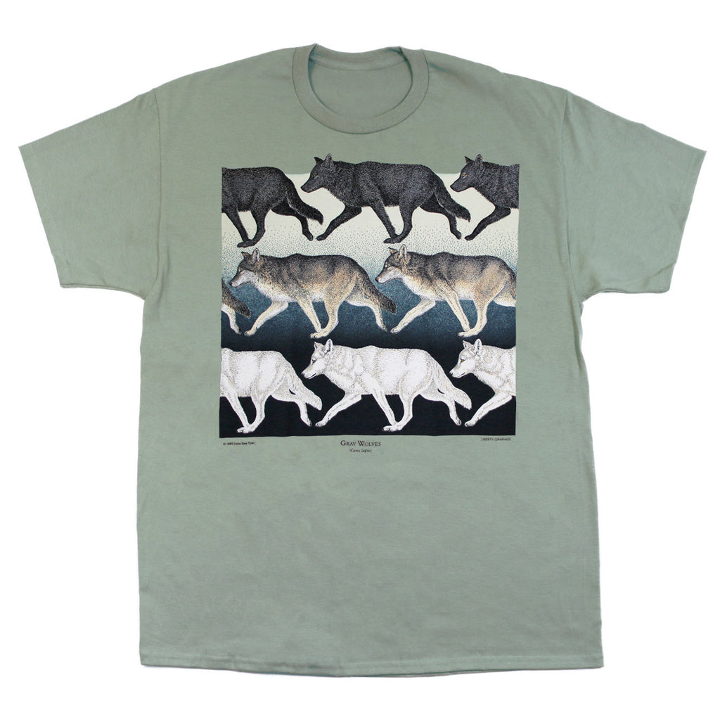 Walking Wolves Adult Sage T-shirt – Liberty Graphics