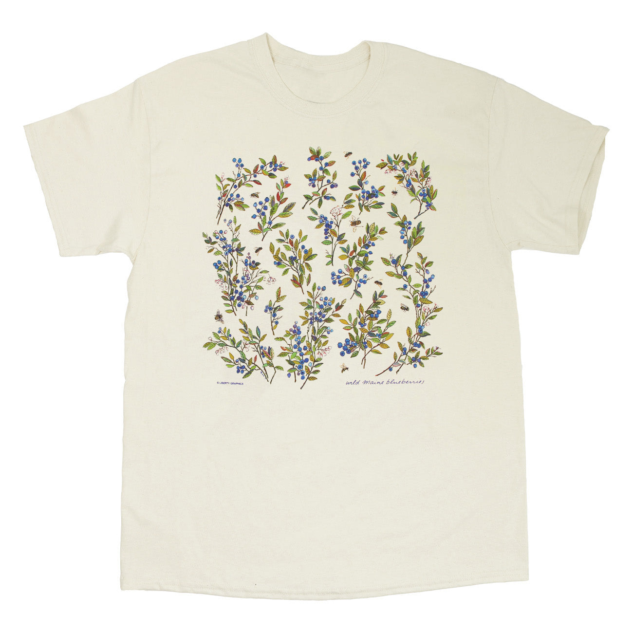 Wild Maine Blueberries Adult Natural T-shirt – Liberty Graphics