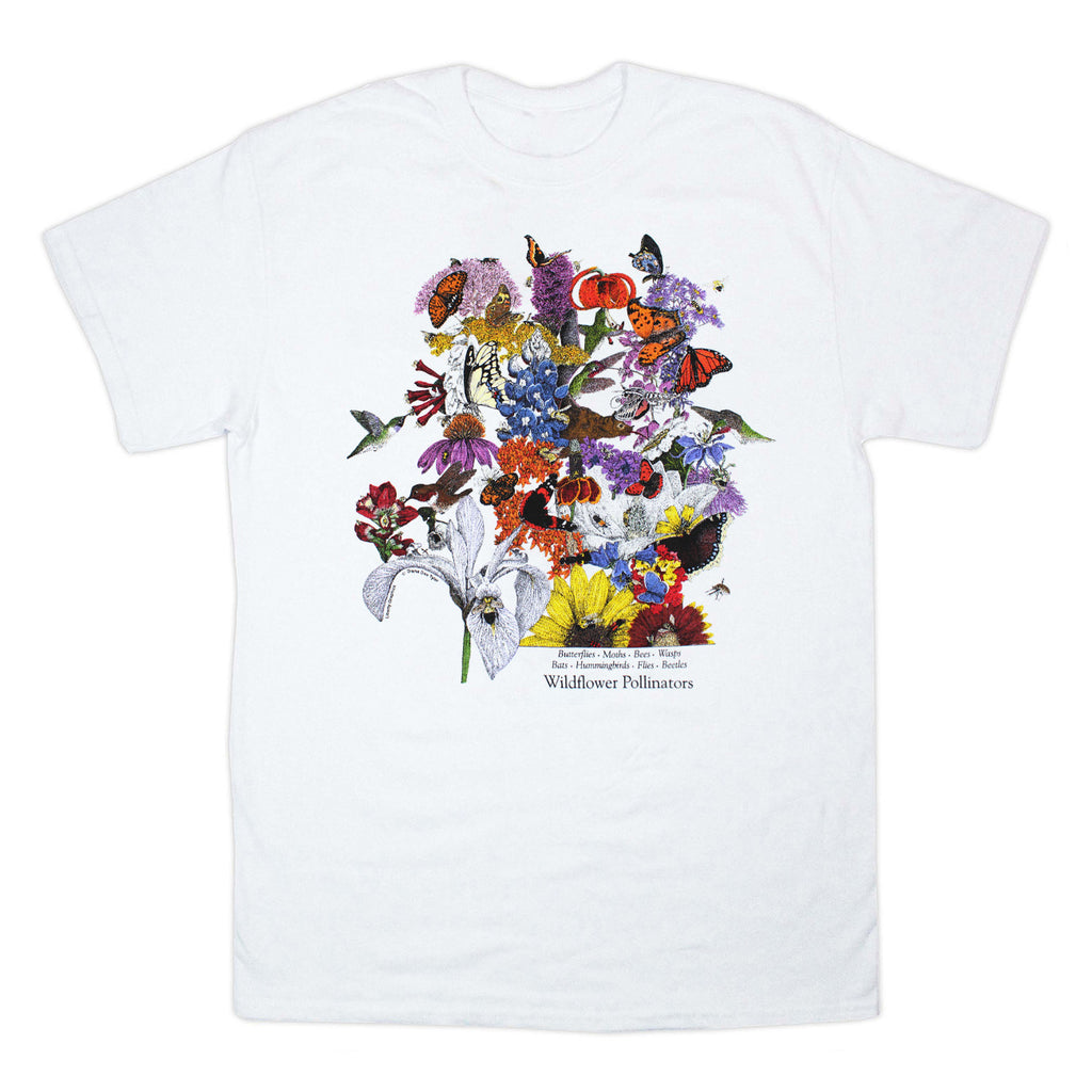 Wildflower Pollinators Adult White T-shirt