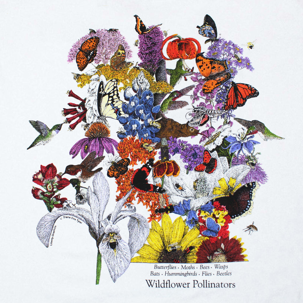 Wildflower Pollinators Adult White T-shirt – Liberty Graphics