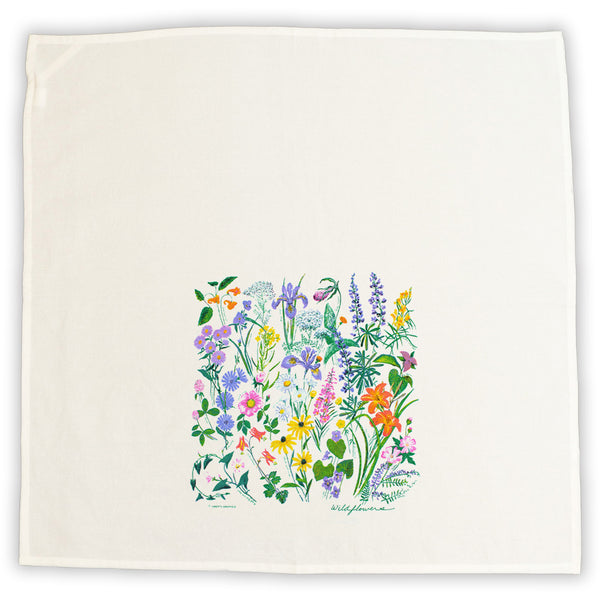 Wildflowers White Tea Towel