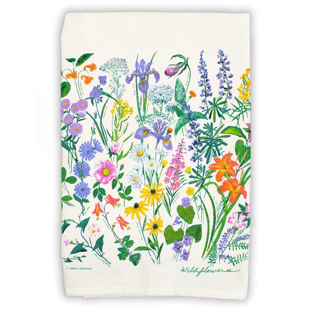 Wildflowers White Tea Towel