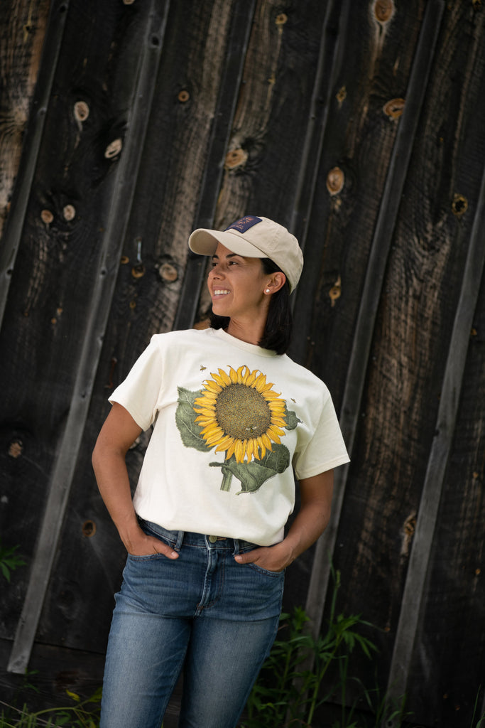 Sunflower & Bees Adult Natural T-shirt – Liberty Graphics