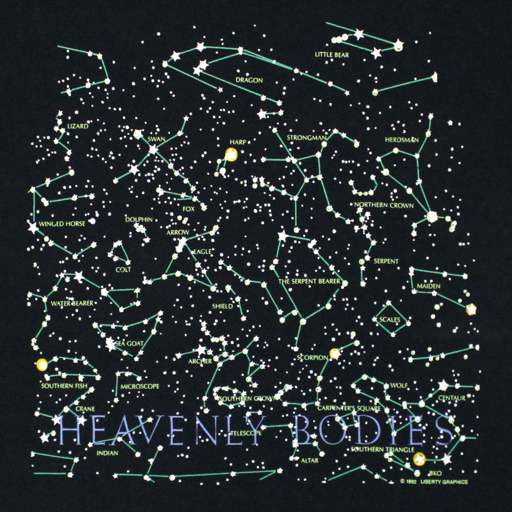 Liberty Graphics Heavenly Bodies Tシャツ Heavenly Bodies Adult Black 2-Sided T-shirt – Liberty Graphics